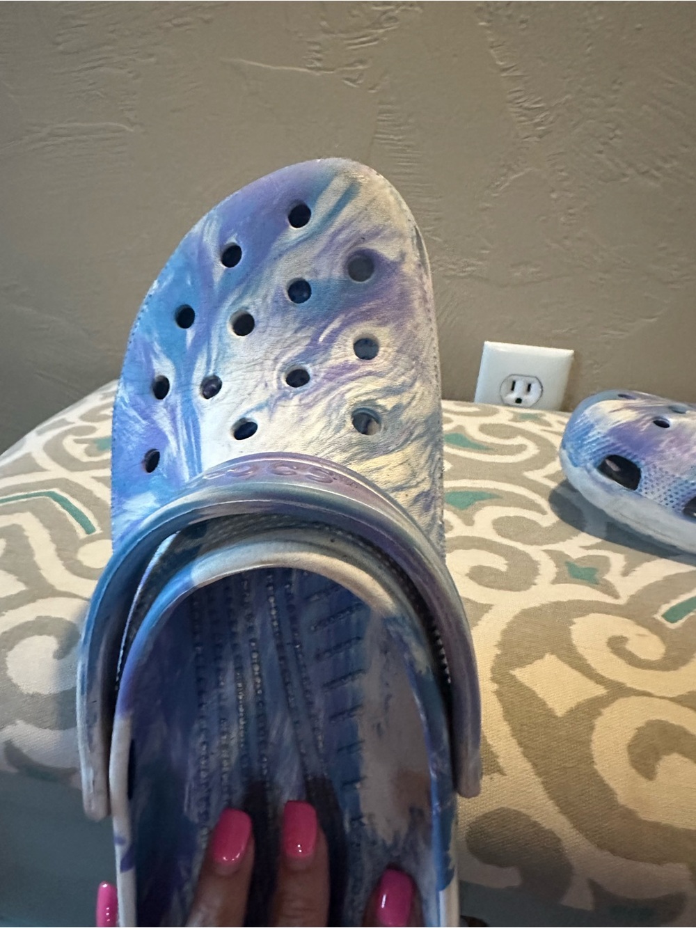 CROCS Kids Tie-Dye Slip-On Clogs in Blue & Purple